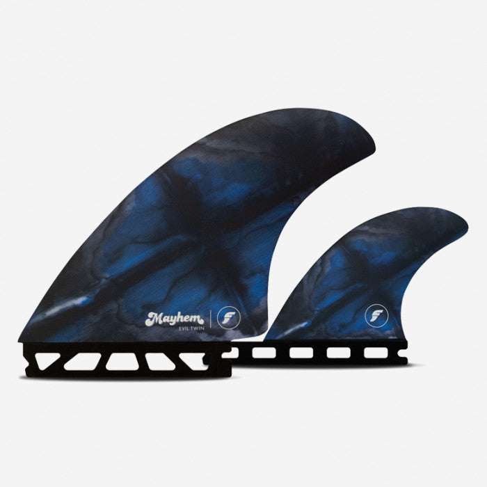 Fins FUTURES - Twin +1 fins - Mayhem Evil Twin RTM Hex Blue / Black - Large