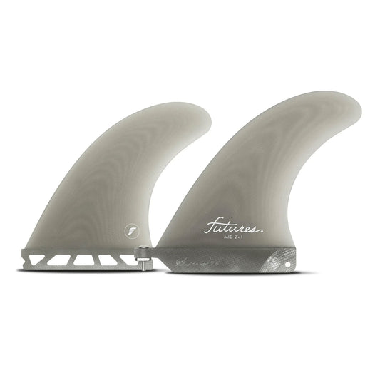 Fins FUTURES - Longboard fin - MID 2+1 - Fiberglass Smoke